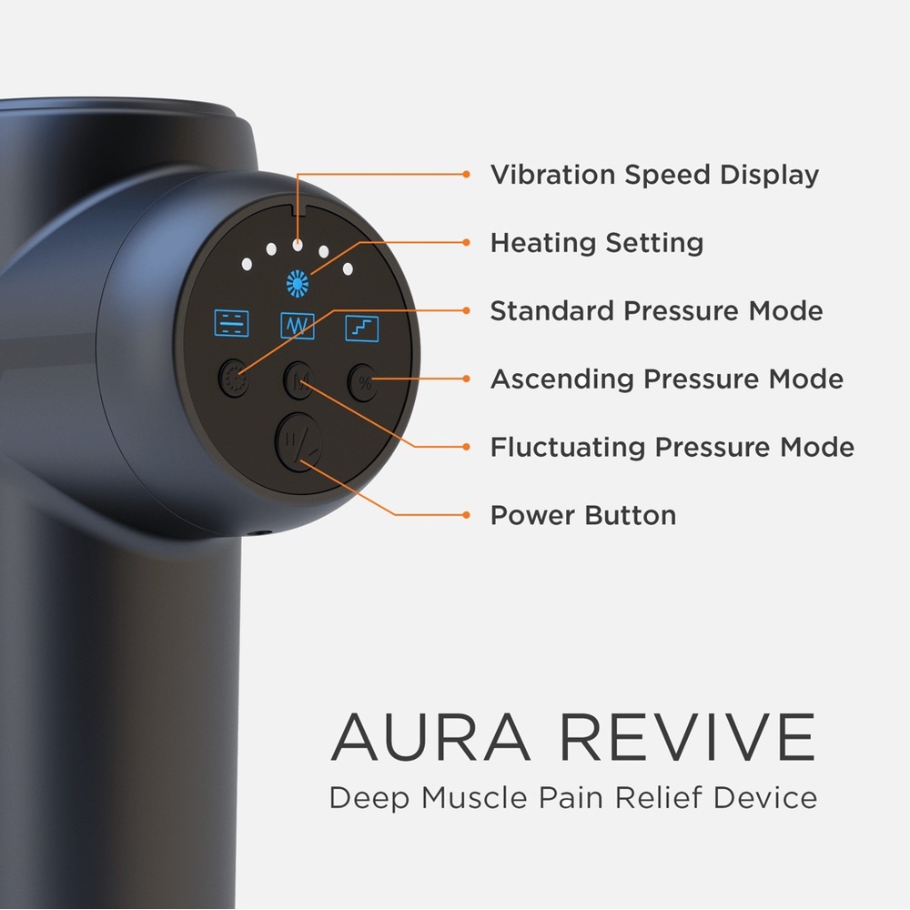 NEW! Aura Revive Heated Deep Muscle Pain Relief Device Accelerated Muscle Repair